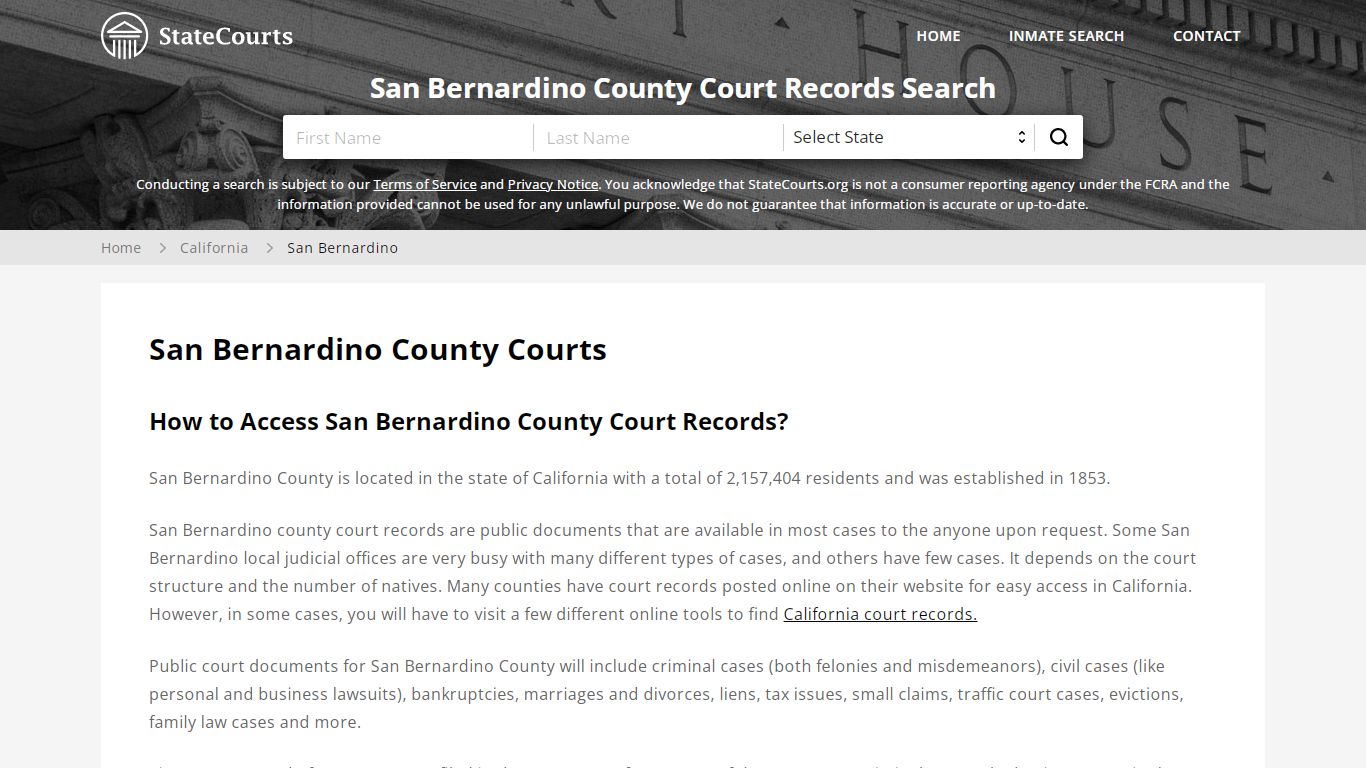 San Bernardino County Court Records Search - State Courts